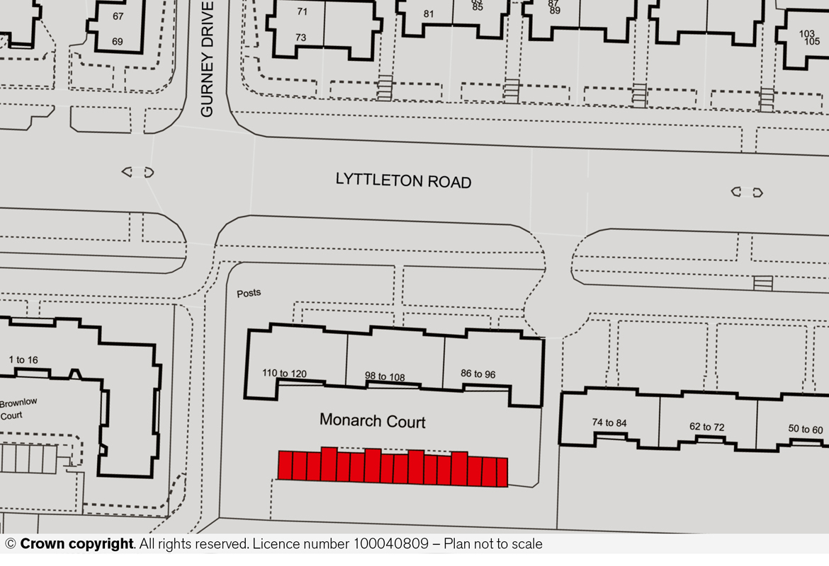 15 Garages & Store r/o Monarch Court, Lyttleton Road, Hampstead Garden Suburb, London N2 0RB